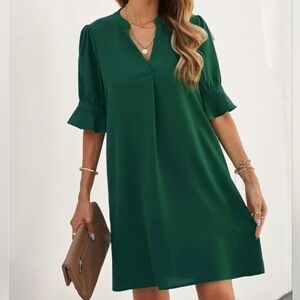 Green V-Neck Dress
